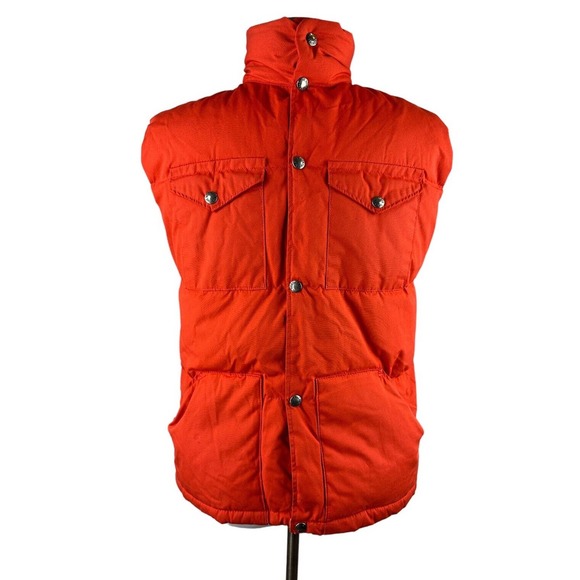 Vintage 80's The North Face Puffer Snap Front Vest Orange Medium H14145 *Flawed* - Picture 2 of 16